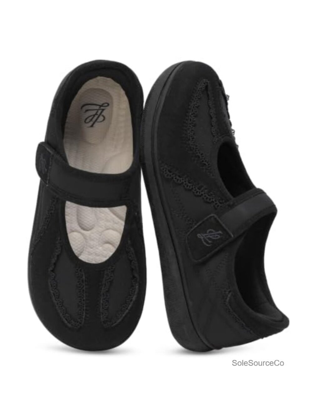 Mary Jane Flats Wide Toe Box Comfortable Walking Shoes Hook Loop Casual